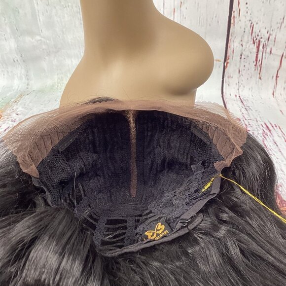 Rosewood #1B Off Black Long Body Wave Boss Lace Front Wig 5” Deep Part Synthetic - Picture 6 of 7